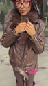 Choco jacket with brown fur "LUX FUR" FL47